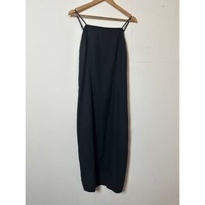 & Other Stories Black Linen Blend Open Back Midi Dress Size 10